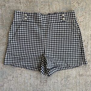 Veronica Beard High-Waist Black & White Gingham Shorts